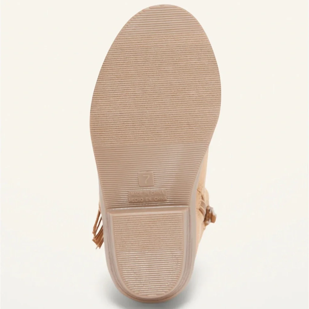 OLD NAVY‎ Faux-Suede Fringe Glitter Pink Booties
